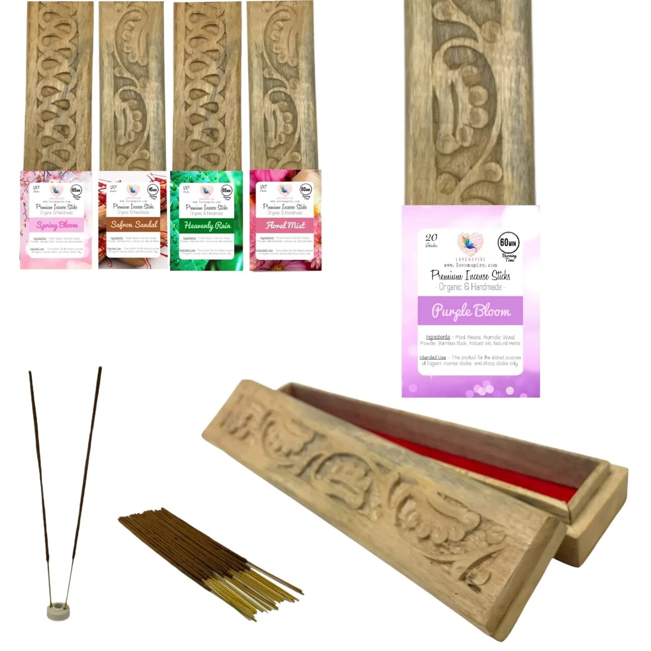 Premium Scented Incense Stick Plain Incense Kit with Wooden Box Agarbatti Dhoop Stick Low Smoke Incense with Spiritual Fragrance Pooja Essential Indian Temple Item
